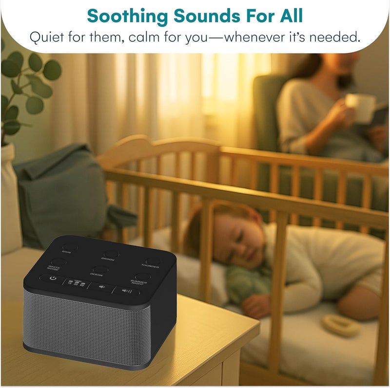 Big Red Rooster Sound Machine - 6 Sleep Sounds - Portable White Noise Machine for Office Privacy & Adult Sleeping - Compact Travel or Home - Dual Power Options - Black - Image 4